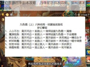 梦幻西游四季副本攻略：四季轮回挑战攻略，轻松通关技巧分享