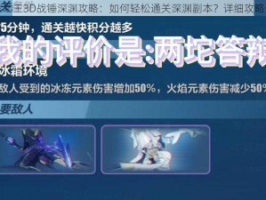 万王之王3D战锤深渊攻略：如何轻松通关深渊副本？详细攻略分享