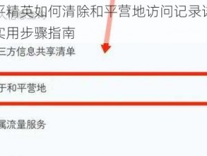 和平精英如何清除和平营地访问记录详解：实用步骤指南
