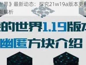 《我的世界》最新动态：探究21w19a版本更新亮点及内容全面解析