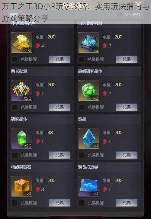 万王之王3D小R玩家攻略:实用玩法指南与游戏策略分享