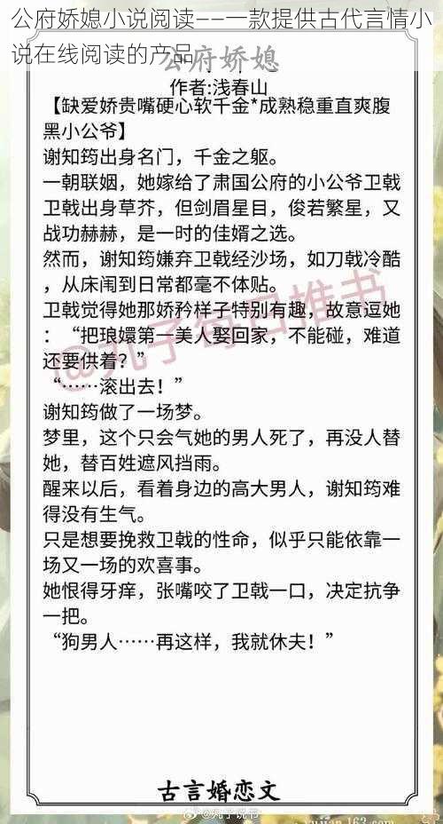 公府娇媳小说阅读——一款提供古代言情小说在线阅读的产品