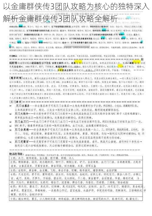 以金庸群侠传3团队攻略为核心的独特深入解析金庸群侠传3团队攻略全解析