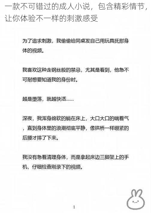 一款不可错过的成人小说，包含精彩情节，让你体验不一样的刺激感受