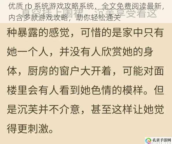 优质 rb 系统游戏攻略系统，全文免费阅读最新，内含多款游戏攻略，助你轻松通关