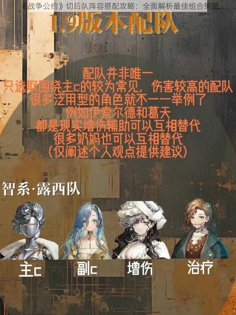 《战争公约》切后队阵容搭配攻略：全面解析最佳组合策略