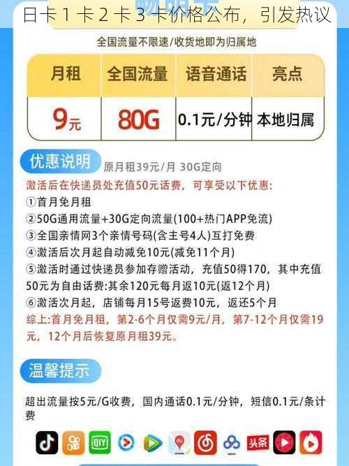 日卡 1 卡 2 卡 3 卡价格公布，引发热议