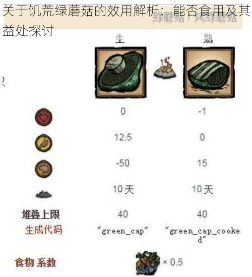 关于饥荒绿蘑菇的效用解析：能否食用及其益处探讨