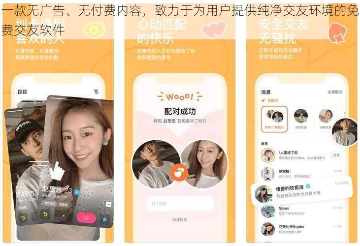 一款无广告、无付费内容，致力于为用户提供纯净交友环境的免费交友软件