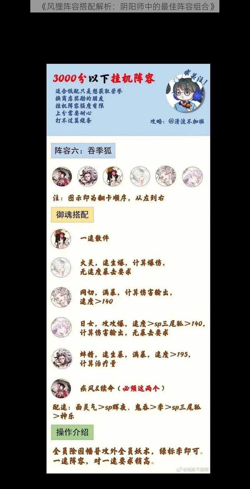 《风狸阵容搭配解析：阴阳师中的最佳阵容组合》