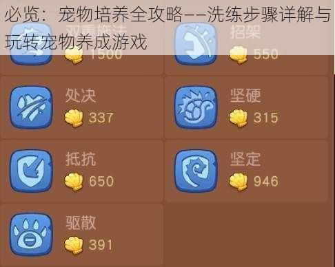 必览：宠物培养全攻略——洗练步骤详解与玩转宠物养成游戏