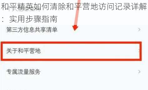 和平精英如何清除和平营地访问记录详解：实用步骤指南