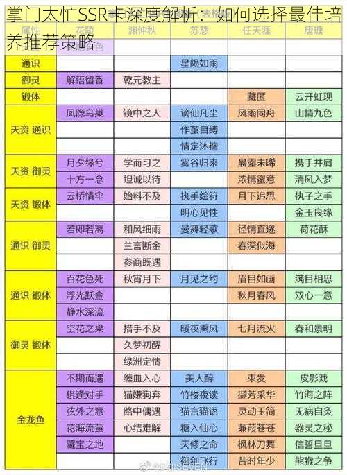 掌门太忙SSR卡深度解析：如何选择最佳培养推荐策略