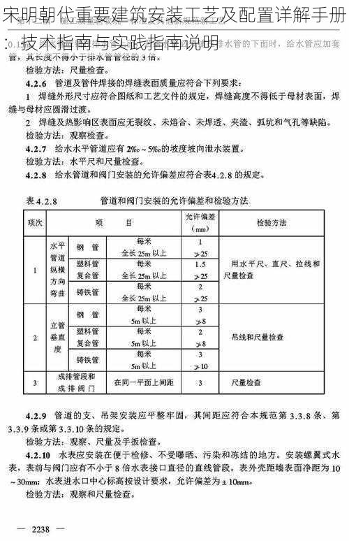 宋明朝代重要建筑安装工艺及配置详解手册：技术指南与实践指南说明