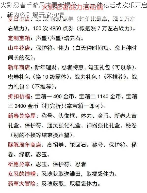 火影忍者手游周末更新揭秘：春意种花活动欢乐开启，新内容引爆玩家热情