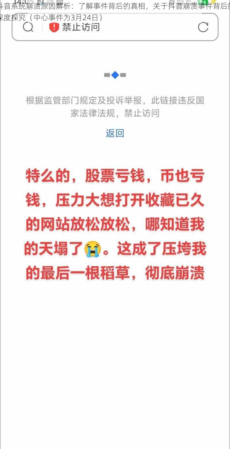 抖音系统崩溃原因解析：了解事件背后的真相，关于抖音崩溃事件背后的深度探究（中心事件为3月24日）