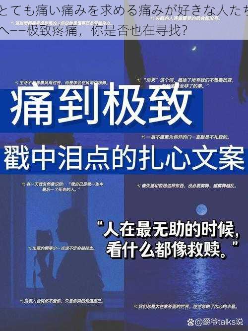 とても痛い痛みを求める痛みが好きな人たちへ——极致疼痛，你是否也在寻找？