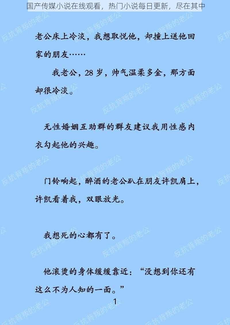 国产传媒小说在线观看，热门小说每日更新，尽在其中