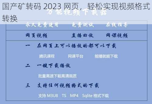 国产矿转码 2023 网页，轻松实现视频格式转换