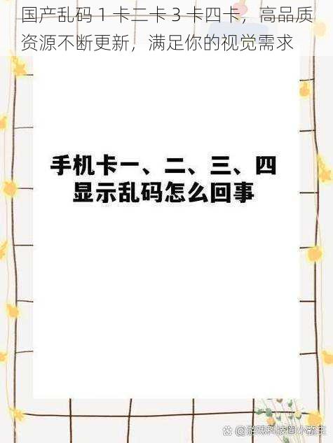 国产乱码 1 卡二卡 3 卡四卡，高品质资源不断更新，满足你的视觉需求