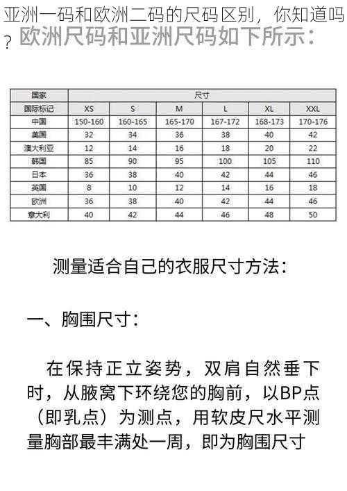 亚洲一码和欧洲二码的尺码区别，你知道吗？