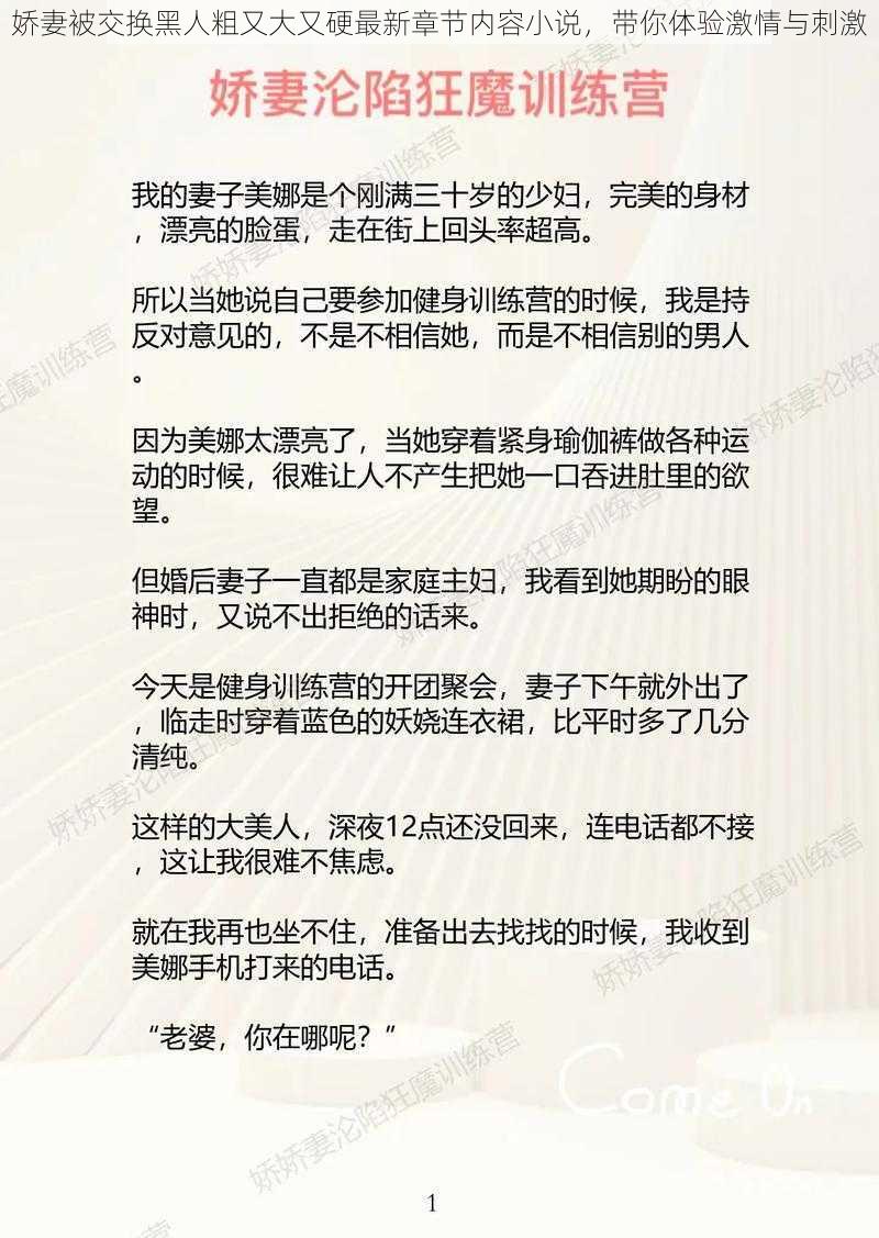 娇妻被交换黑人粗又大又硬最新章节内容小说，带你体验激情与刺激