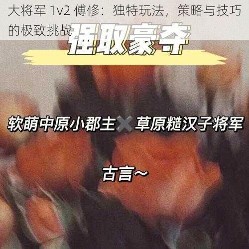 大将军 1v2 傅修：独特玩法，策略与技巧的极致挑战