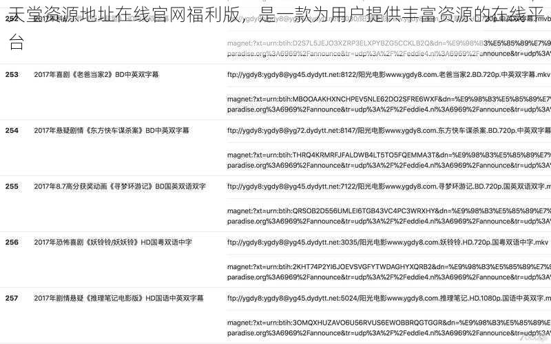 天堂资源地址在线官网福利版，是一款为用户提供丰富资源的在线平台