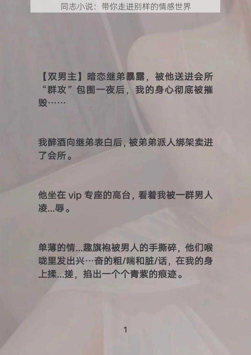 同志小说：带你走进别样的情感世界