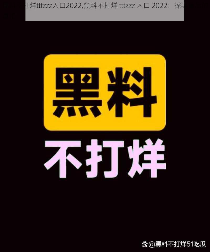 黑料不打烊tttzzz入口2022,黑料不打烊 tttzzz 入口 2022：探寻背后的真相