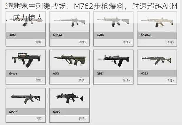 绝地求生刺激战场：M762步枪爆料，射速超越AKM，威力惊人