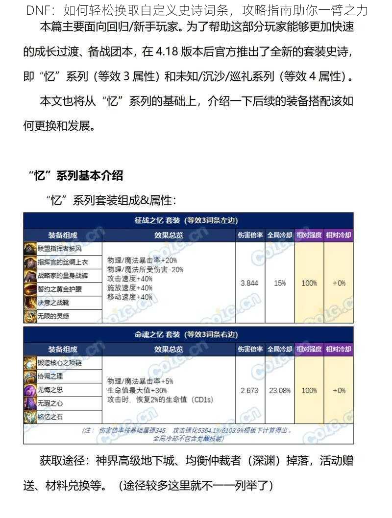 DNF：如何轻松换取自定义史诗词条，攻略指南助你一臂之力