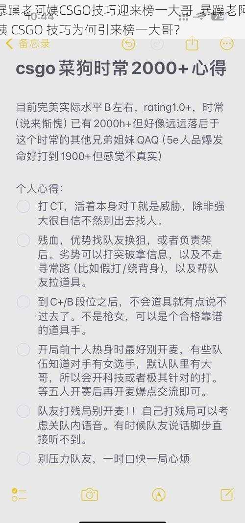 暴躁老阿姨CSGO技巧迎来榜一大哥_暴躁老阿姨 CSGO 技巧为何引来榜一大哥？