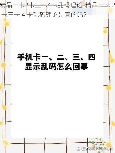 精品一卡2卡三卡4卡乱码理论-精品一卡 2 卡三卡 4 卡乱码理论是真的吗？