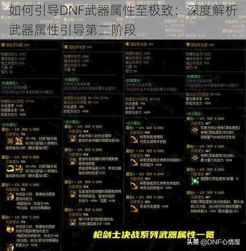 如何引导DNF武器属性至极致：深度解析武器属性引导第二阶段