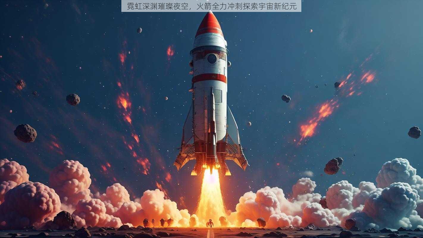 霓虹深渊璀璨夜空，火箭全力冲刺探索宇宙新纪元