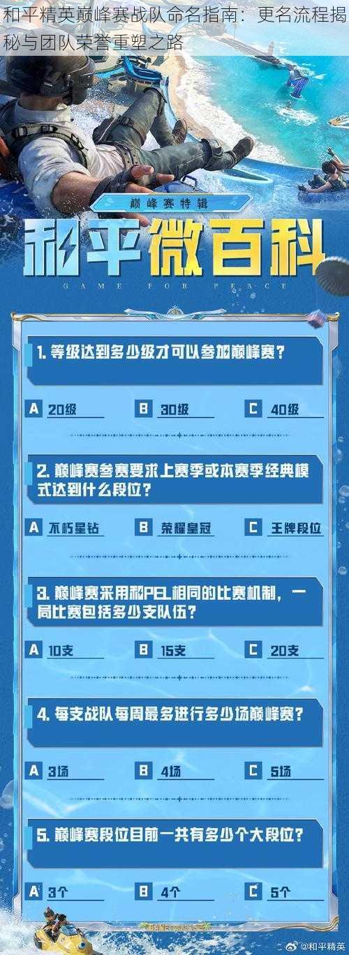 和平精英巅峰赛战队命名指南：更名流程揭秘与团队荣誉重塑之路