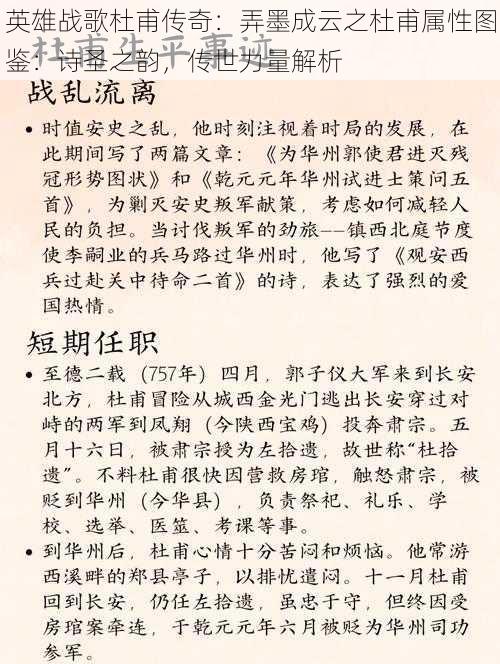 英雄战歌杜甫传奇:弄墨成云之杜甫属性图鉴:诗圣之韵,传世力量解析